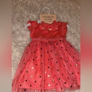 Madison Layne Pink Dress with Gold Polka Dots